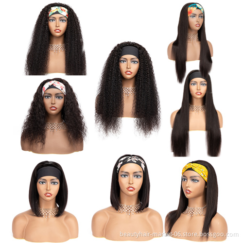 Wholesale Remy Human Hair Headband Wig,Headband Wig Human Hair For Black Women,150% 180%Density Curly Headband Human Hair Wig